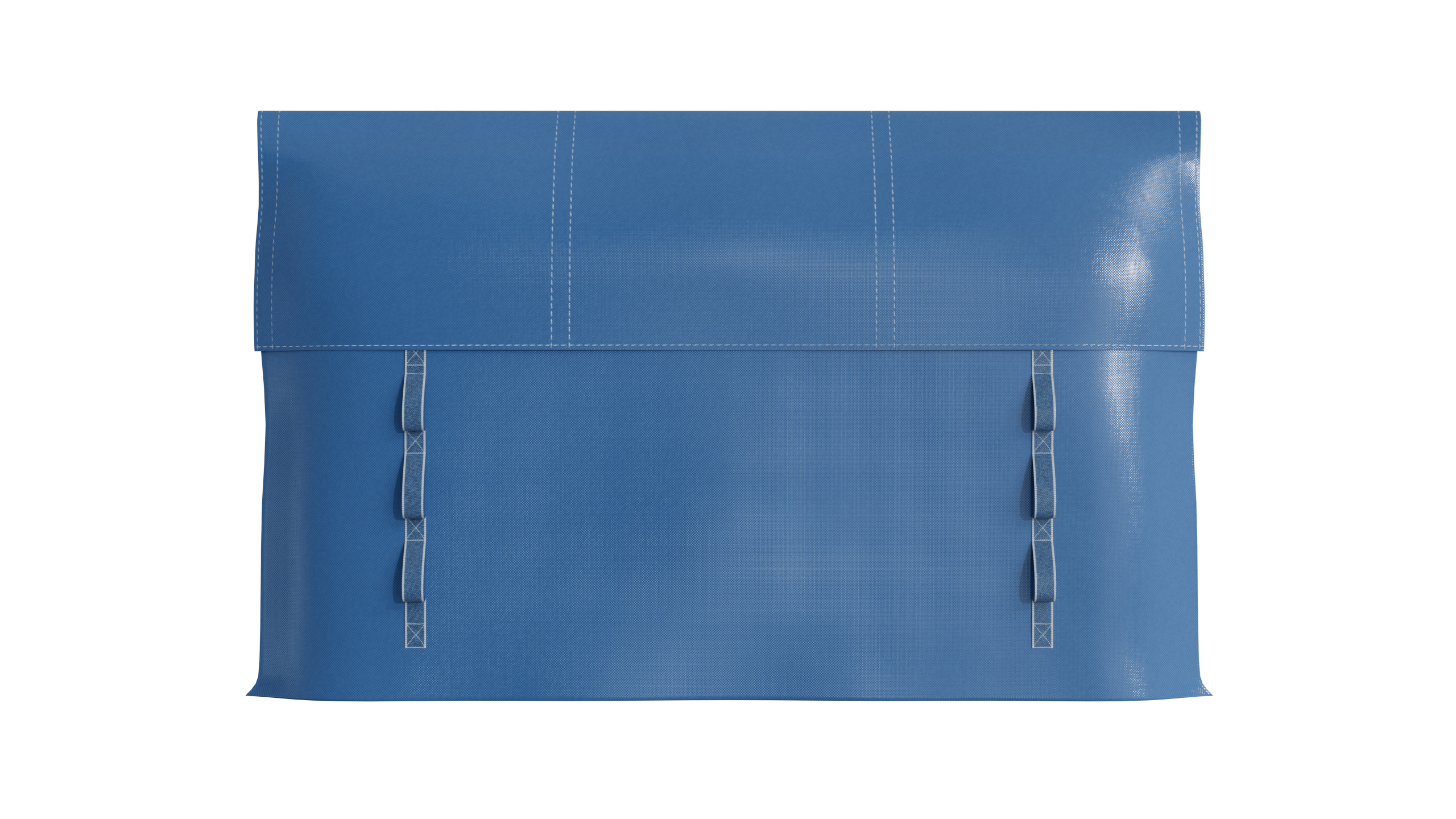 Graphic drawing of our mattress moving bag with handles. Front view shows handles and handy closure which keeps mattresses protected from dirt, damage and moisture
